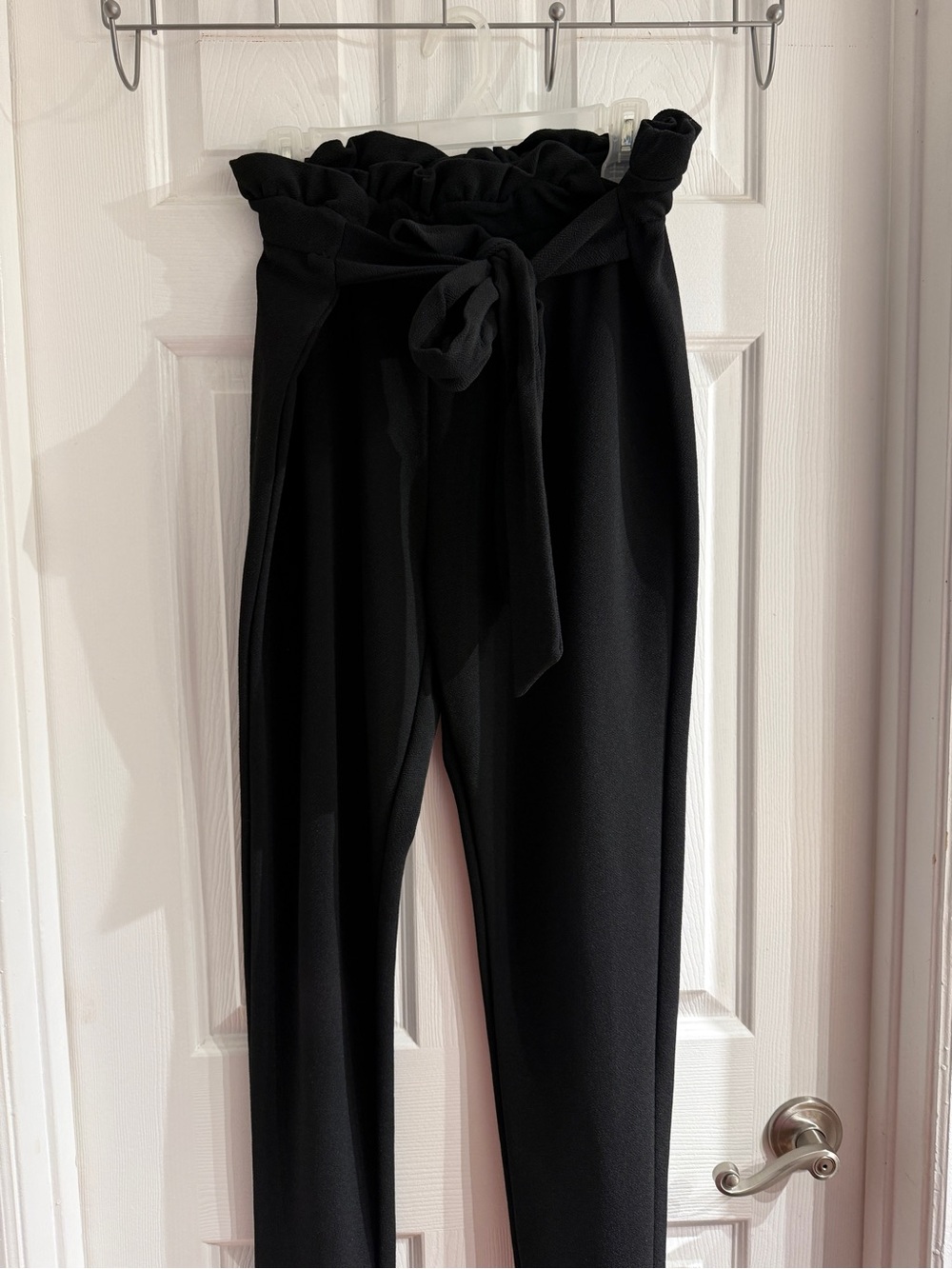 SHEIN Black Paperbag Tie-Waist Trousers